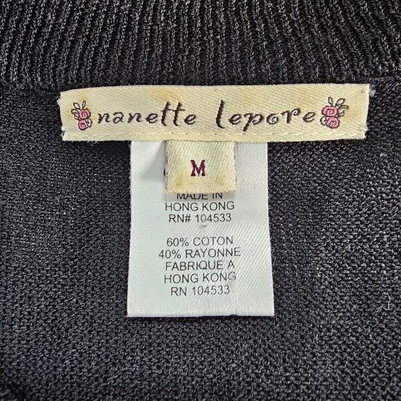 Nanette Lepore Cardigan Womens Size Medium Beaded Black Sweater Embellished Boho - Picture 10 of 10